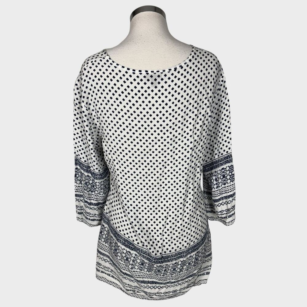 J. Valdi Large Swim Cover Up Navy Blue White Print 100% Rayon - Picture 8 of 10